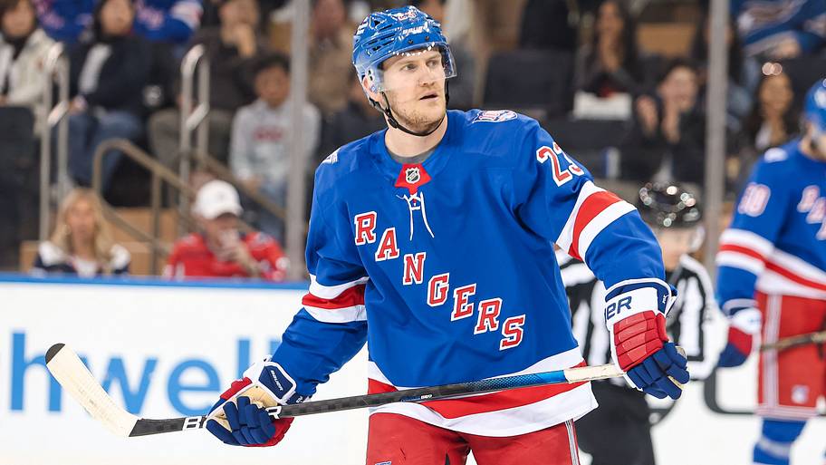 New York Rangers defenseman Adam Fox on the ice
