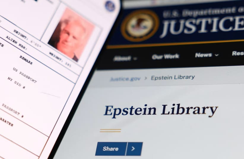 An image of the Epstein Library on the Department of Justice website taken in Krakow, Poland on Feb. 4, 2026. (credit: Jakub Porzycki/NurPhoto)