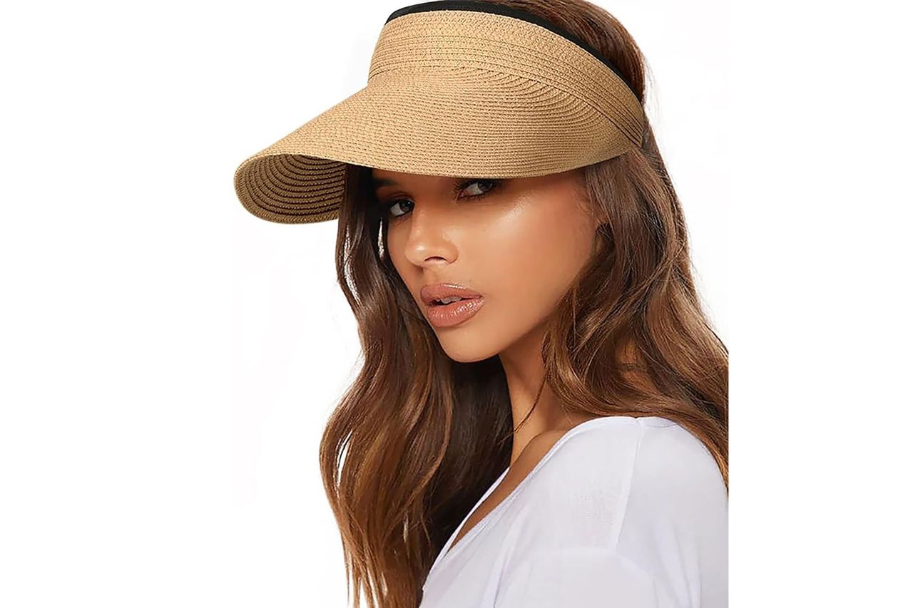 FURTALK Womens Sun Visor Hat Straw Sun Visors for Women Summer Packable Ponytail Beach Hats for Women Travel UPF 80+