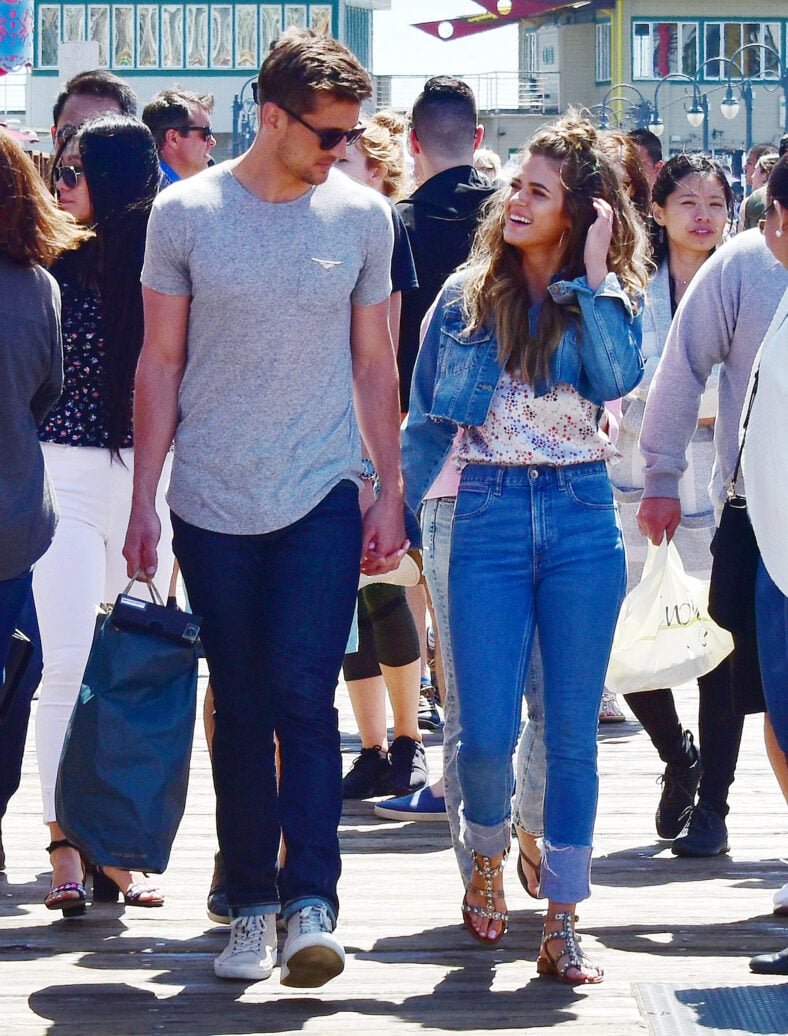 the Bachelorette JoJo Fletcher and her fiancé Jordan Rodgers enjoying the day at the Santa Monica Pier