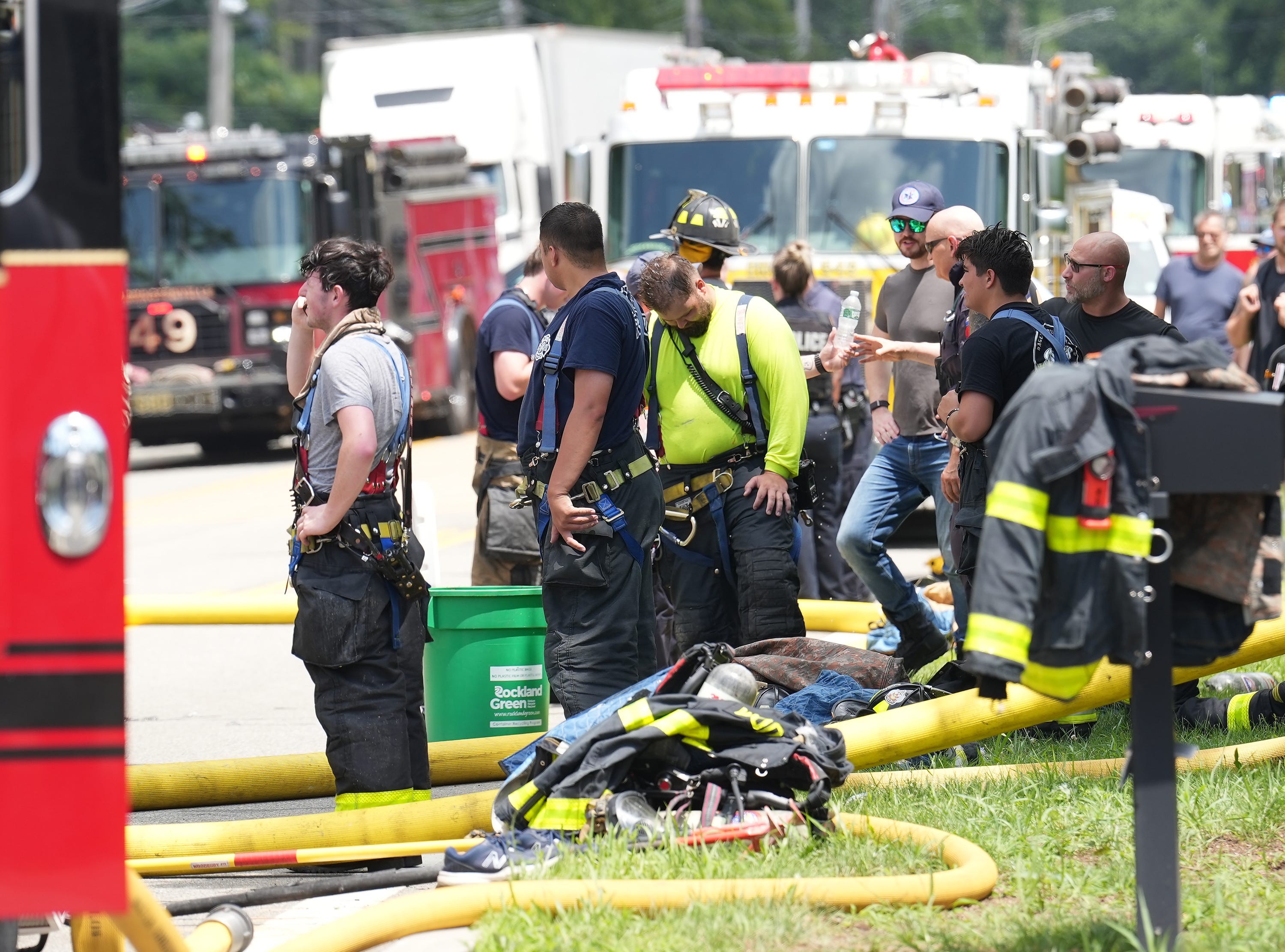 Crews work a fire scene at Tuxedo Motor Sports on Route 17 in Sloatsburg on Wednesday, July 22, 2026.