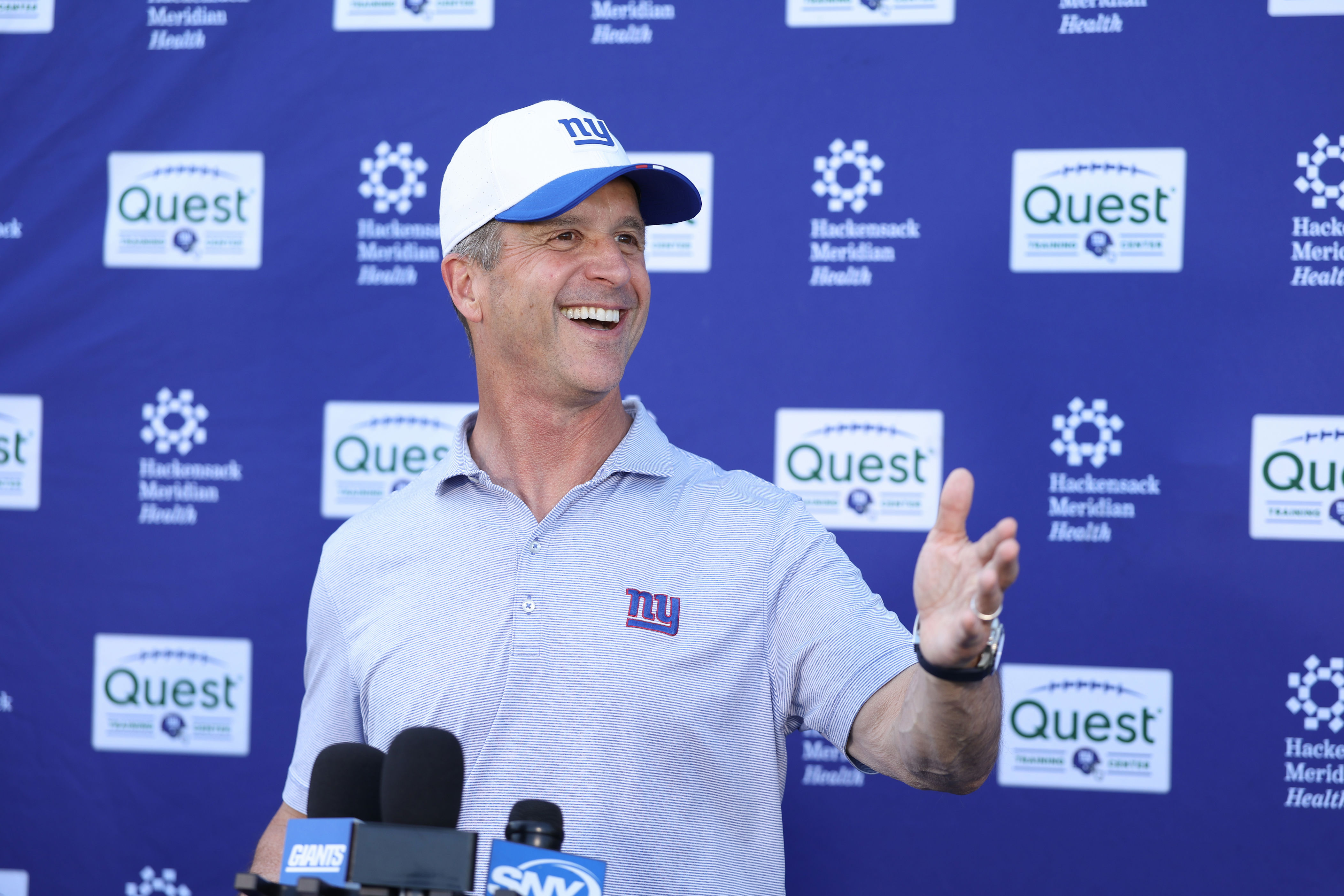 Giants’ John Harbaugh had funny initial reaction to Cam Skattebo’s backflip fail