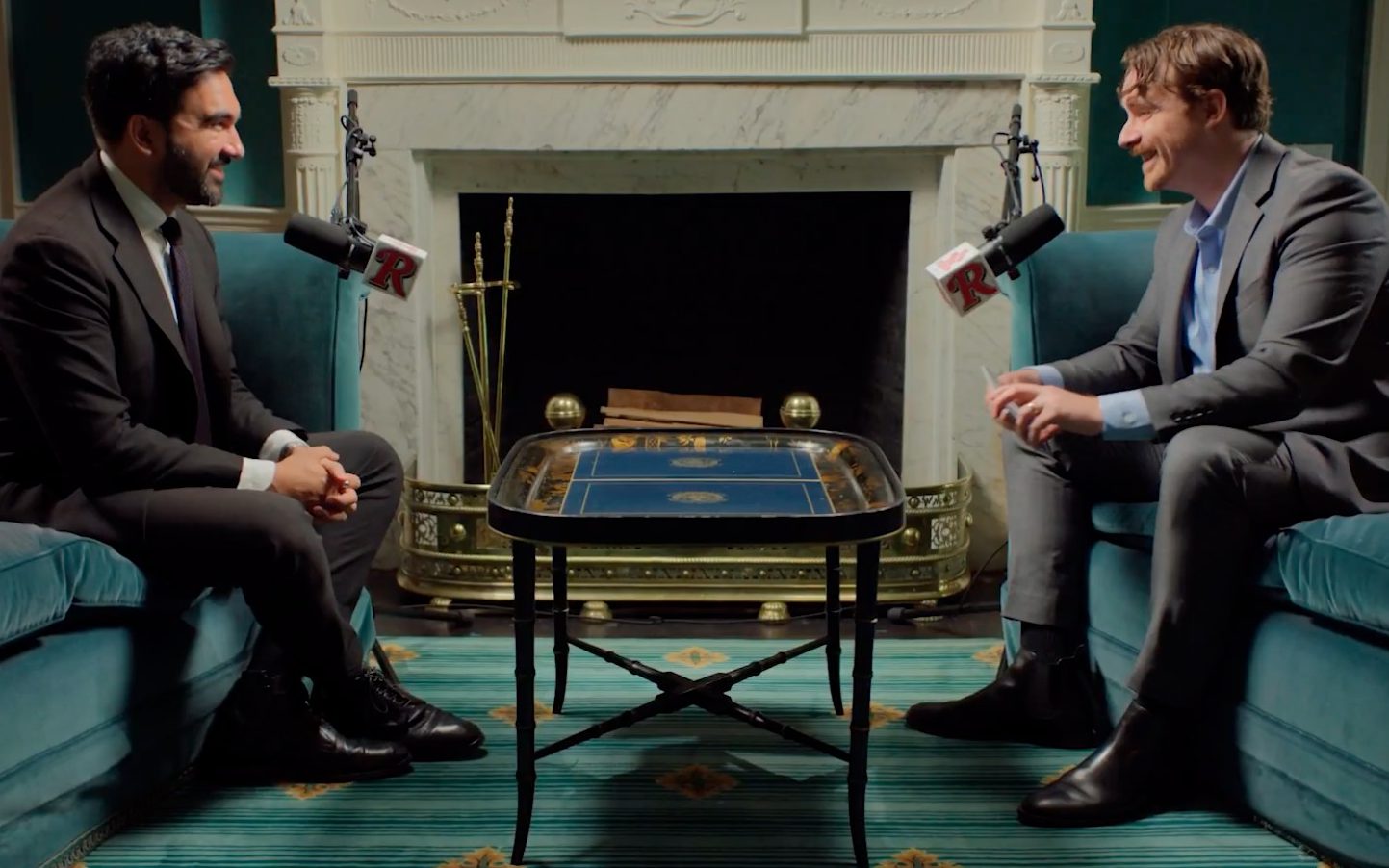 Zohran Mamdani, left, being interviewed for Rolling Stone