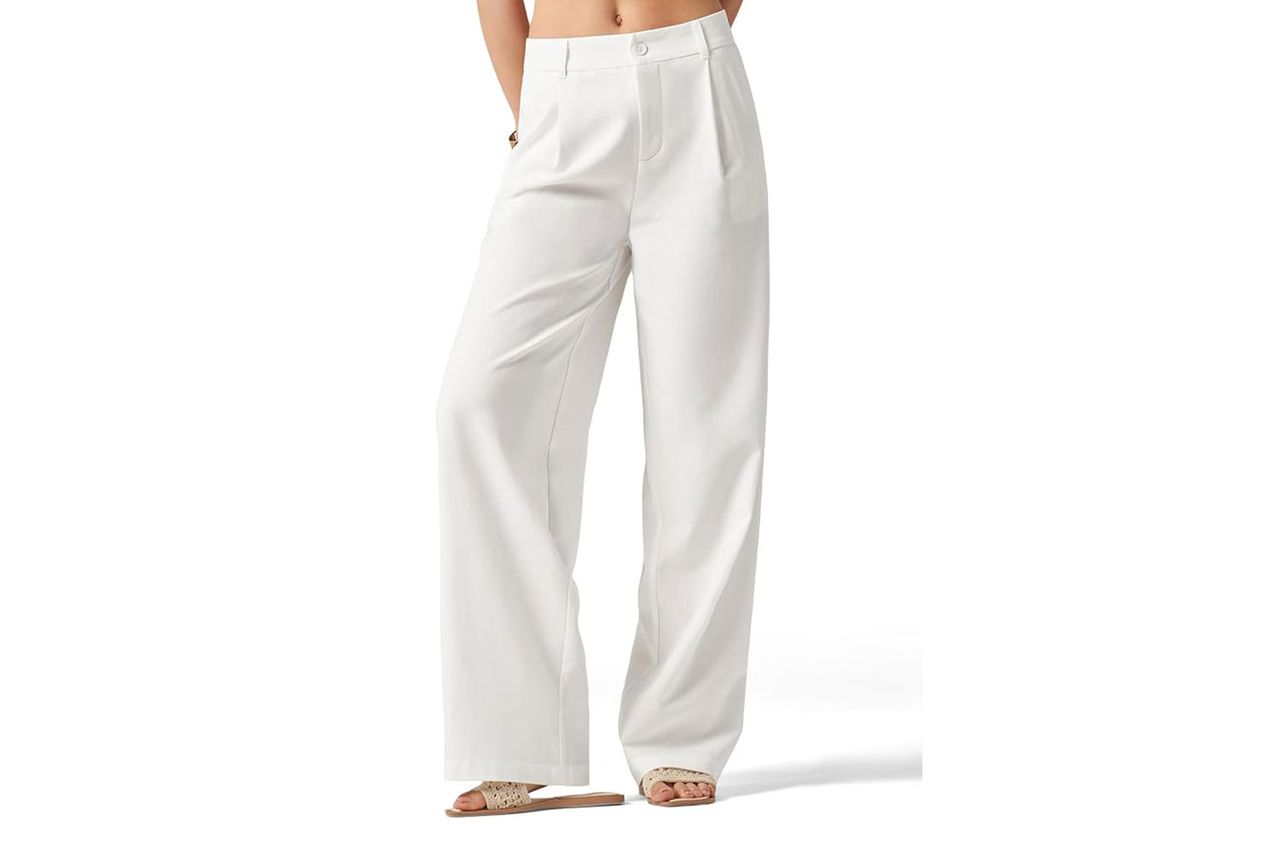 AVICHIC Store Women Linen Pants Work Dress Pants Linen Trousers High Waisted Wide Leg Casual Pants