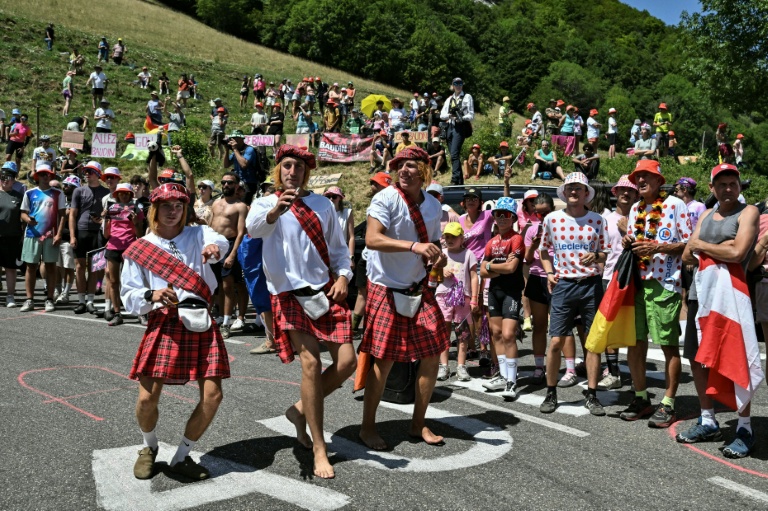 Spectators came out in costume to cheer on the Tour de France riders on the Allpine climbs