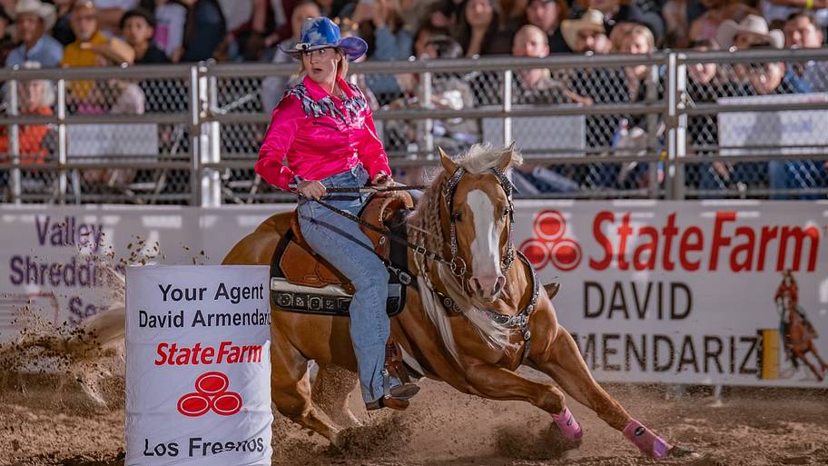 Tricia and Adios turn the first barrel