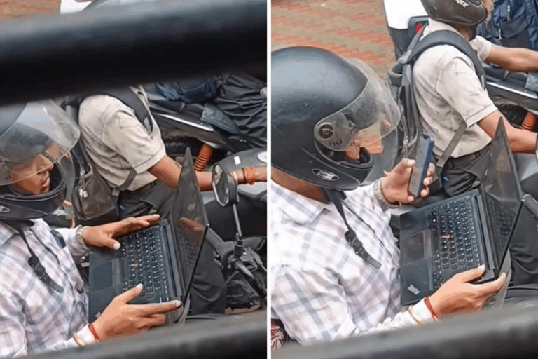 People have turned into machines: Man opens laptop on bike during ...