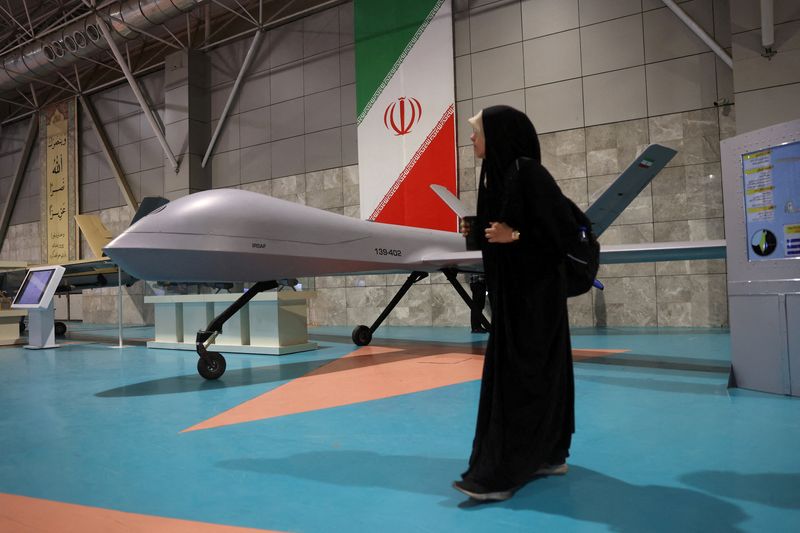 FILE PHOTO: An Iranian drone is displayed at the Islamic Revolutionary Guard Corps (IRGC) Aerospace Force Museum in Tehran