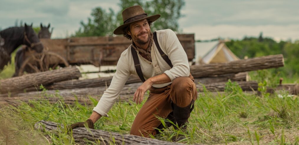 Little House on the Prairie. Luke Bracey as Charles Ingalls in episode 101 of Little House on the Prairie. Cr. Eric Zachanowich/Netflix © 2026