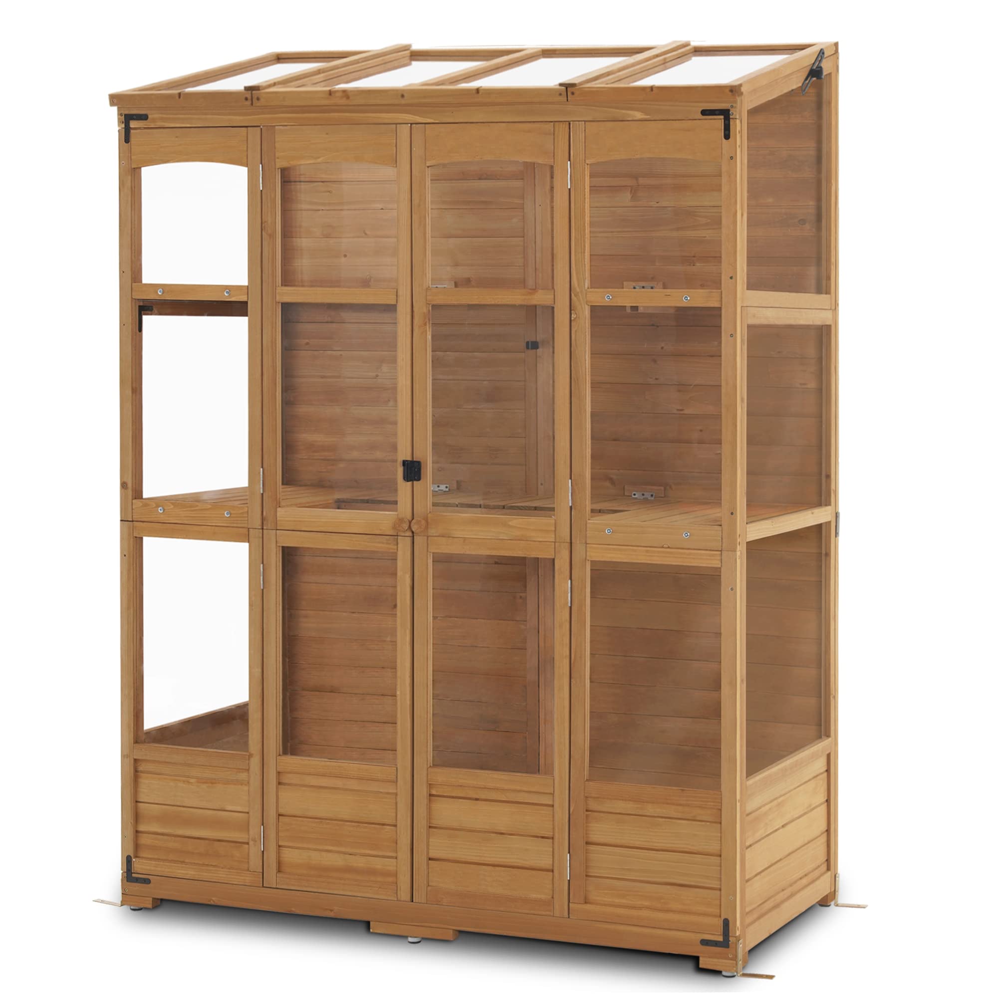 MCombo Walk-in Outdoor Greenhouse with Openable Roof and Lockable Door