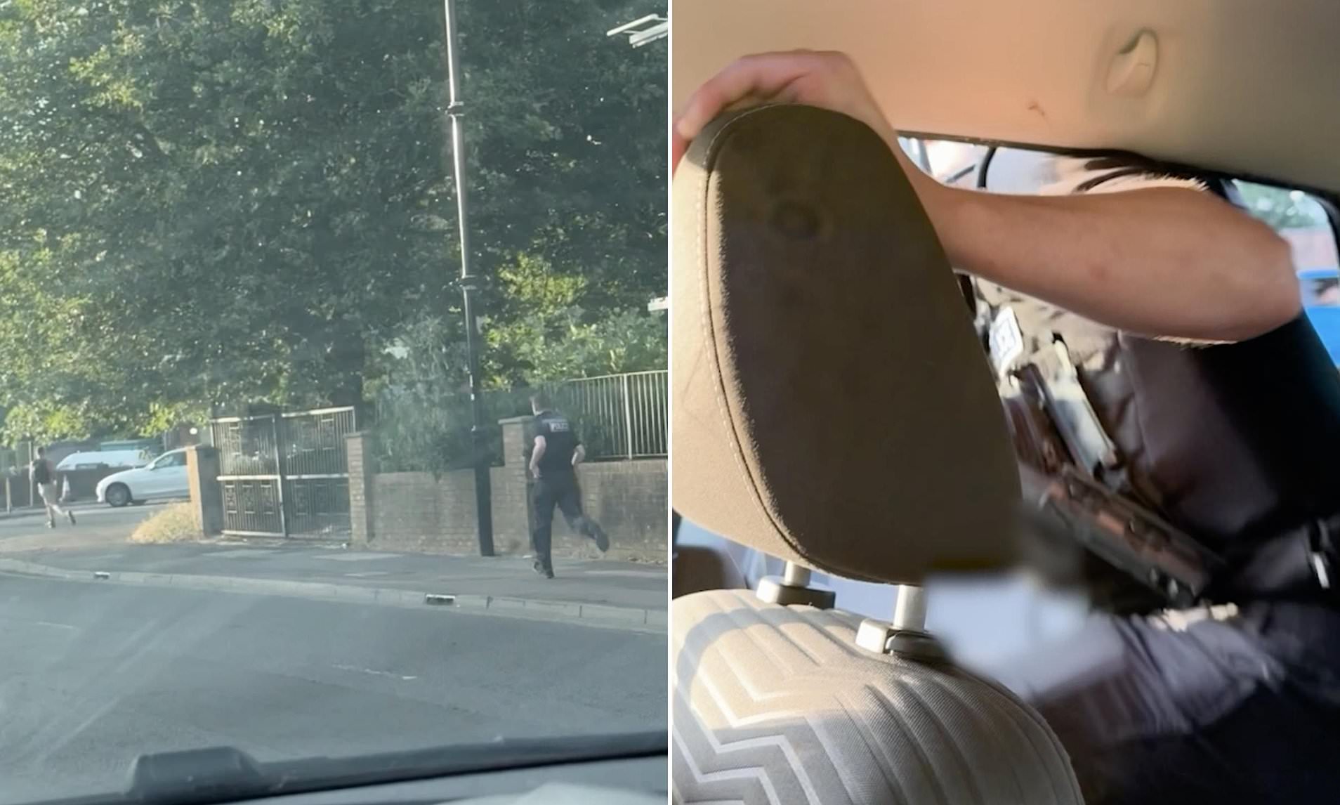 Stop that man! Surprised driver gives police officer a lift as he chases wanted suspect