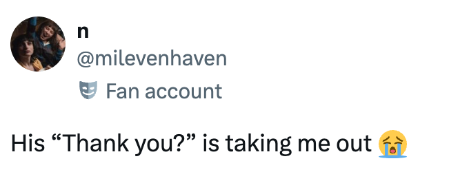 Tweet from a fan account: