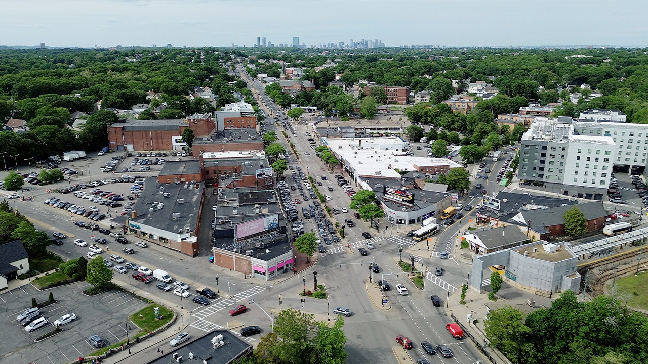 aeiral view of boston district mattapan