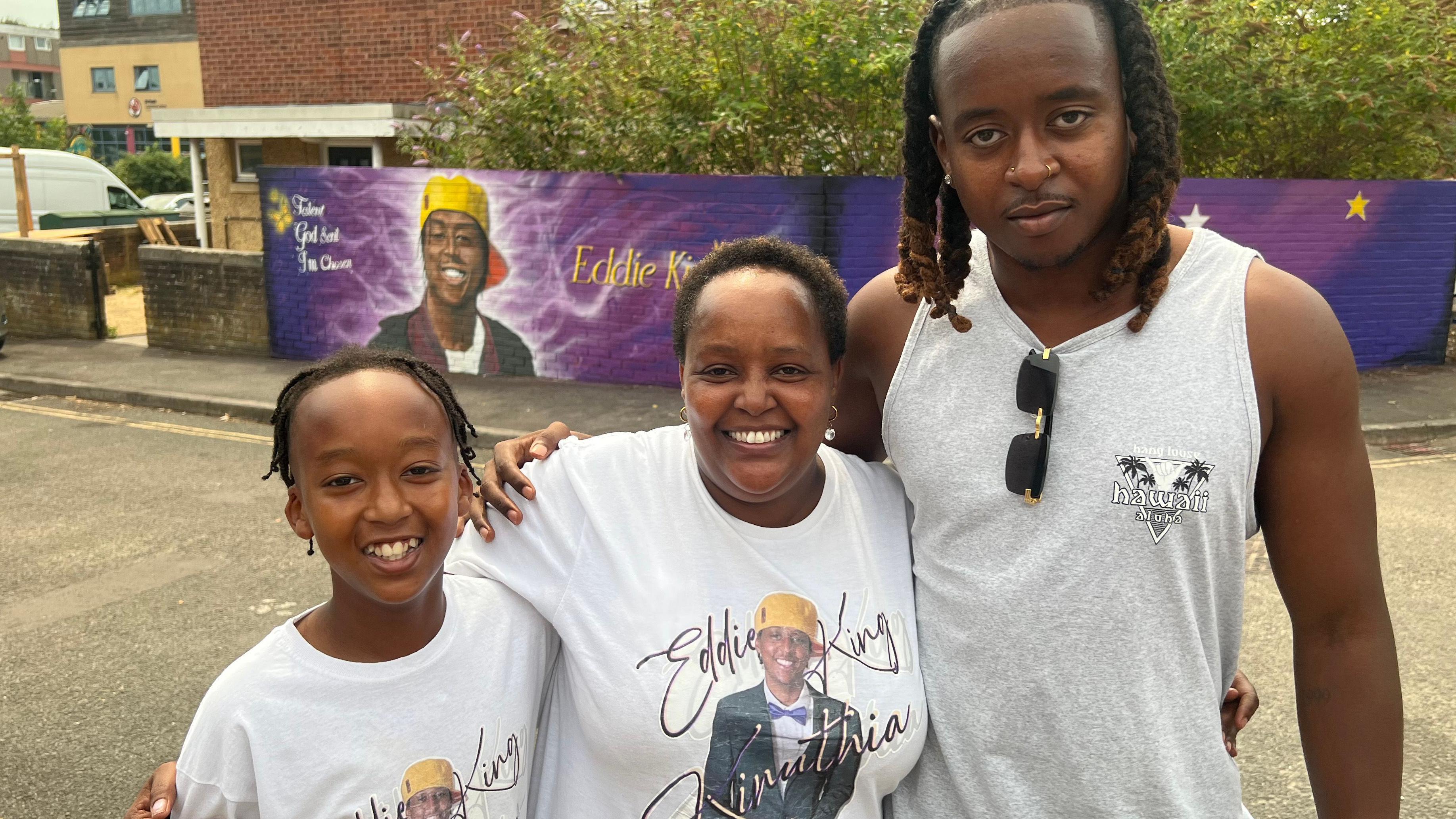 Kinuthia's mother Irene (centre) said she hoped the mural would inspire young people to take ownership of their community