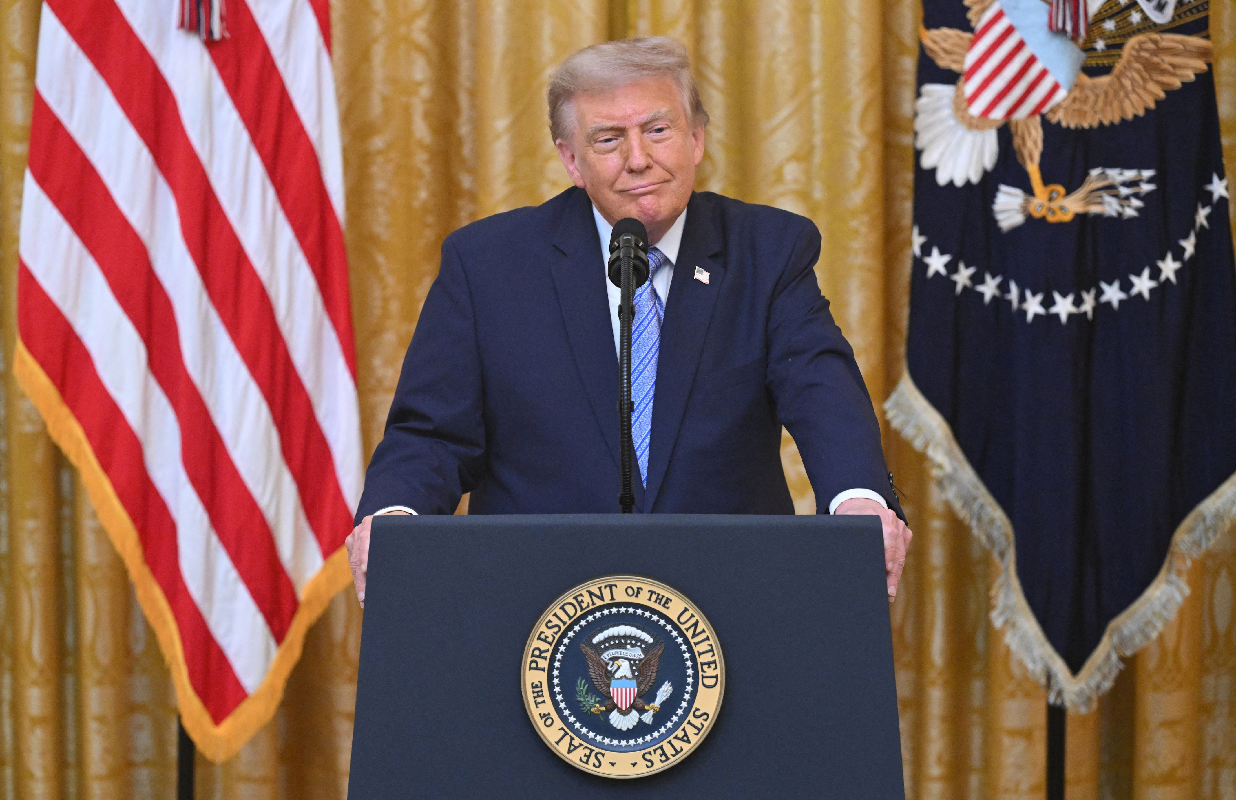 President Donald Trump speaks about election security during a primetime address from the East Room of the White House in Washington, D.C., on July 16, 2026, in which he stopped short of his unsubstantiated claims he won the 2020 election but demanded the passage of the SAVE America Act. / SAUL LOEB / Saul Loeb/Pool via Reuters