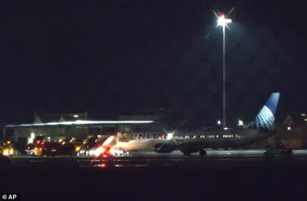 United Flight 2078 made an emergency landing at Luke Air Force Base in Arizona at 8.45pm on Monday after declaring an emergency