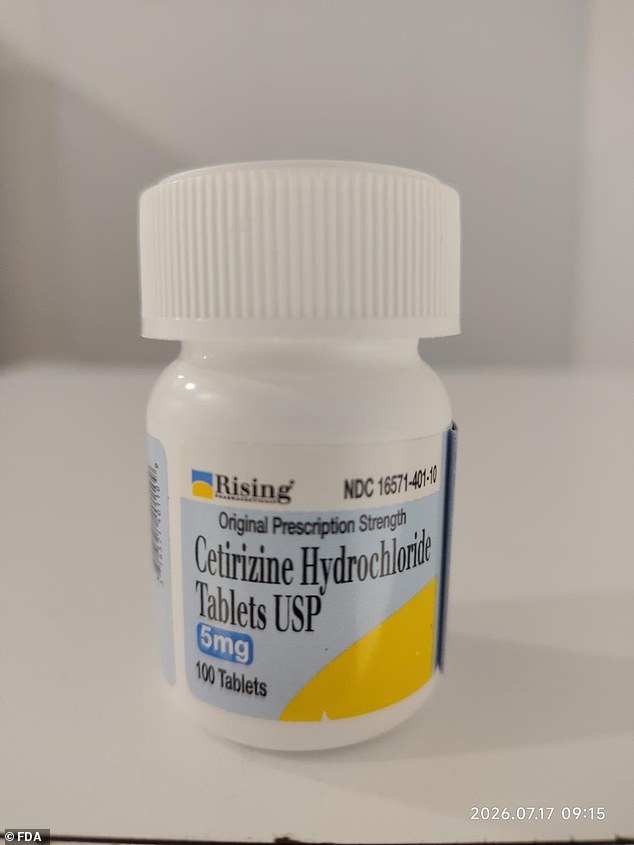 Shown above is the medication that has been recalled
