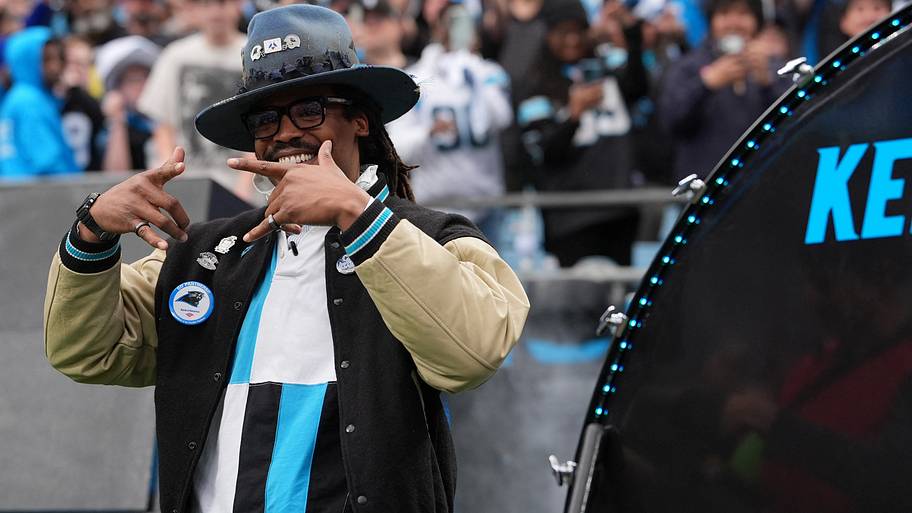 Former Carolina Panthers QB Cam Newton in the first half during the NFC Wild Card Round game.