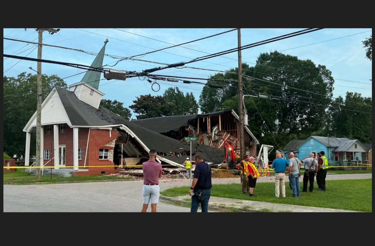 Church collapses, prompting 2-block evacuation over gas leak fears, NC town says