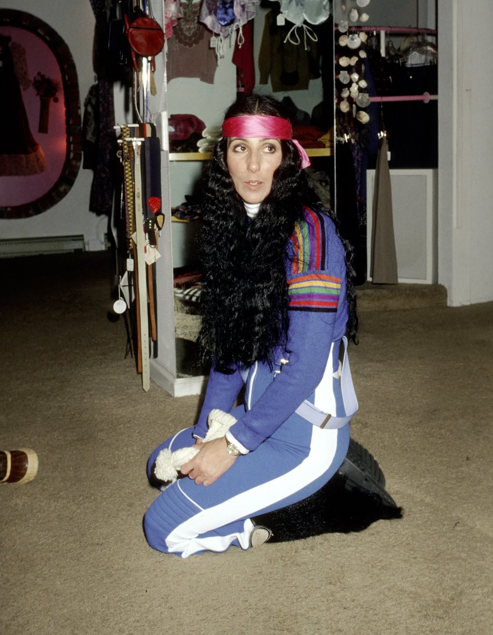 Cher during Cher, Elijah Blue Allman and Chastity Bono Sighting - December 12, 1977 in Aspen, Colorado, United States. (Photo by Ron Galella/Ron Galella Collection via Getty Images)