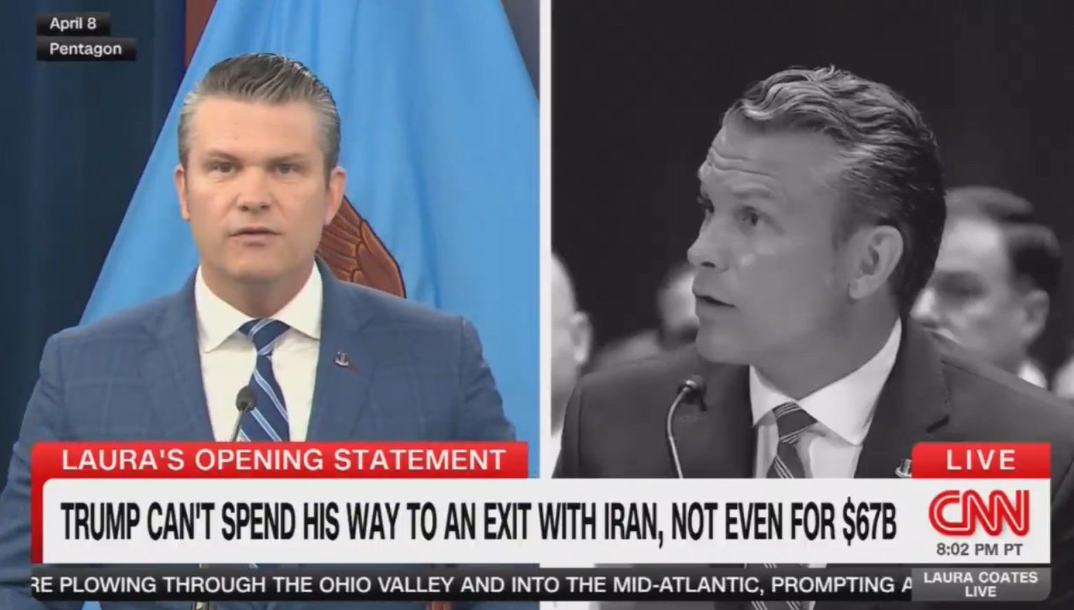 CNN demolishes Hegseth with split screen showing his 'costly contradictions' on Iran war