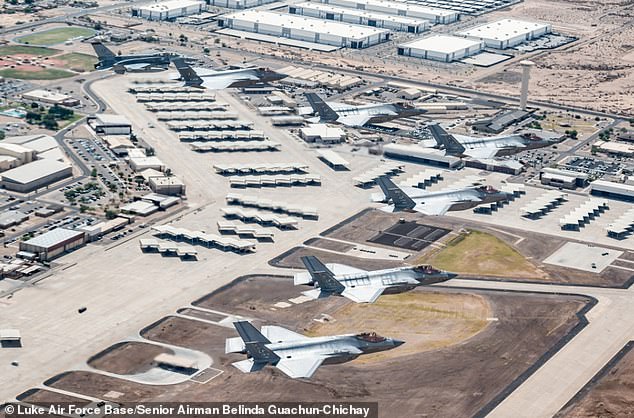 Passengers were not allowed off the plane while at the Air Force base (stock image). They sat on the tarmac for two hours before being bused to Sky Harbor Airport in Phoenix