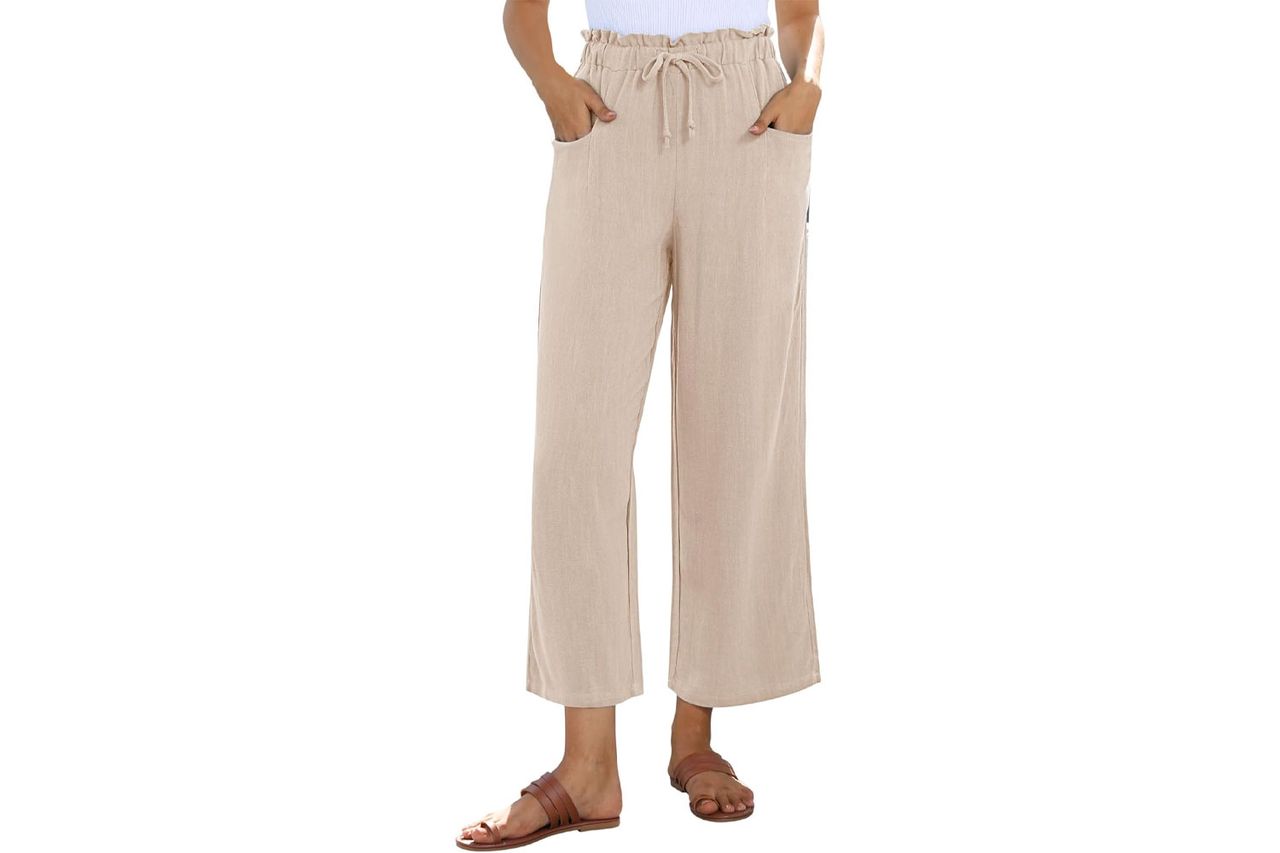 Siliteelon Wide Leg Linen Pants For Women Summer