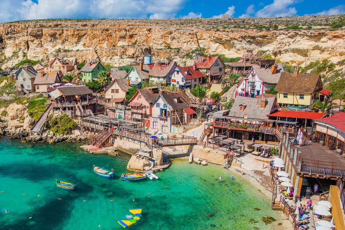 Panoramic View Of Popeye's Village In Malta, Southern Europe