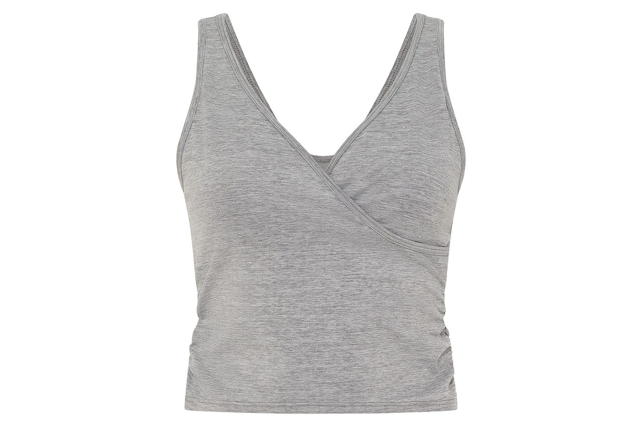 PINK RELAY RUCHED WRAP BRA TANK
