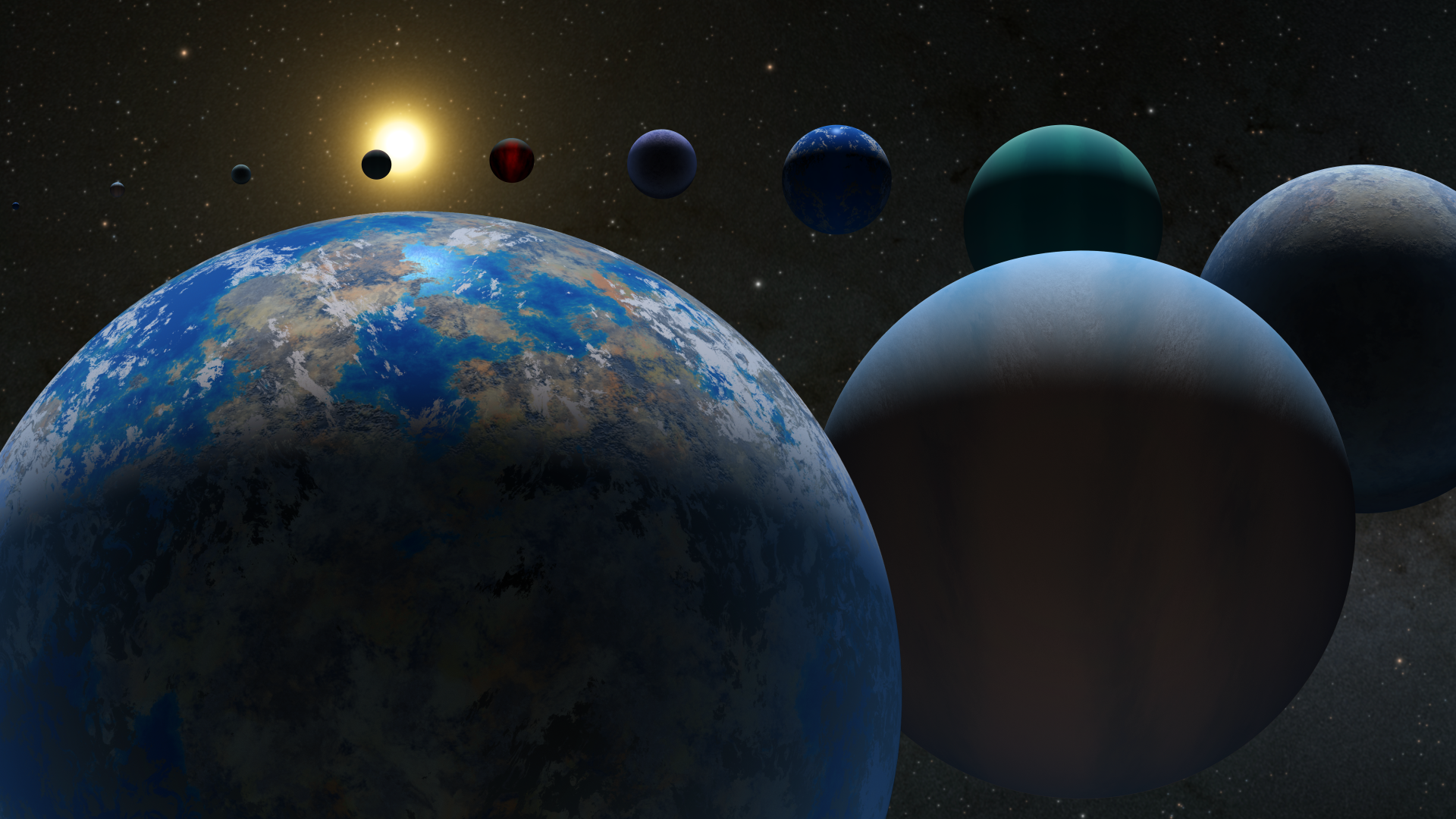 Artist's concept of exoplanets.