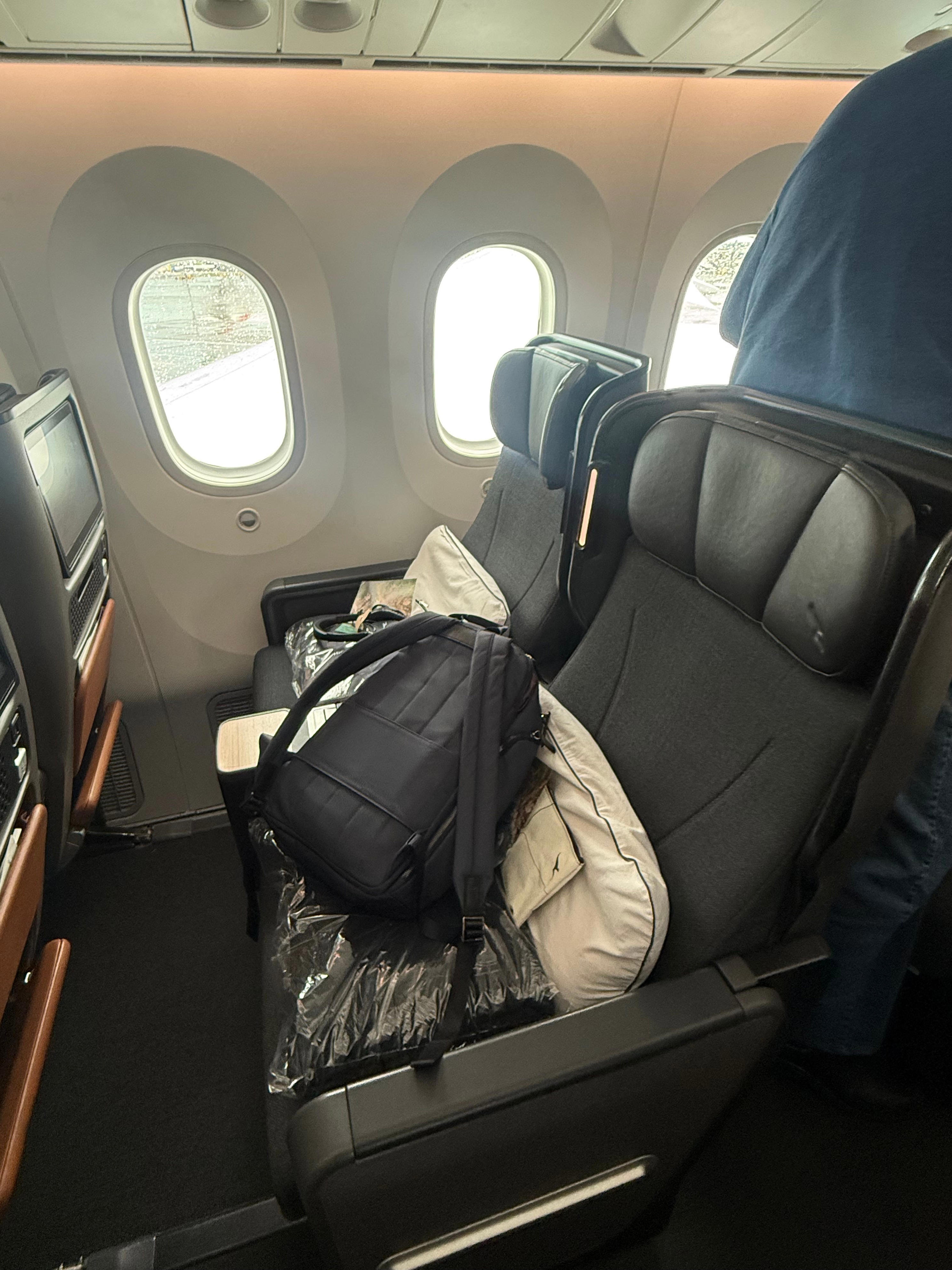 Bag in Qantas premium flight seats