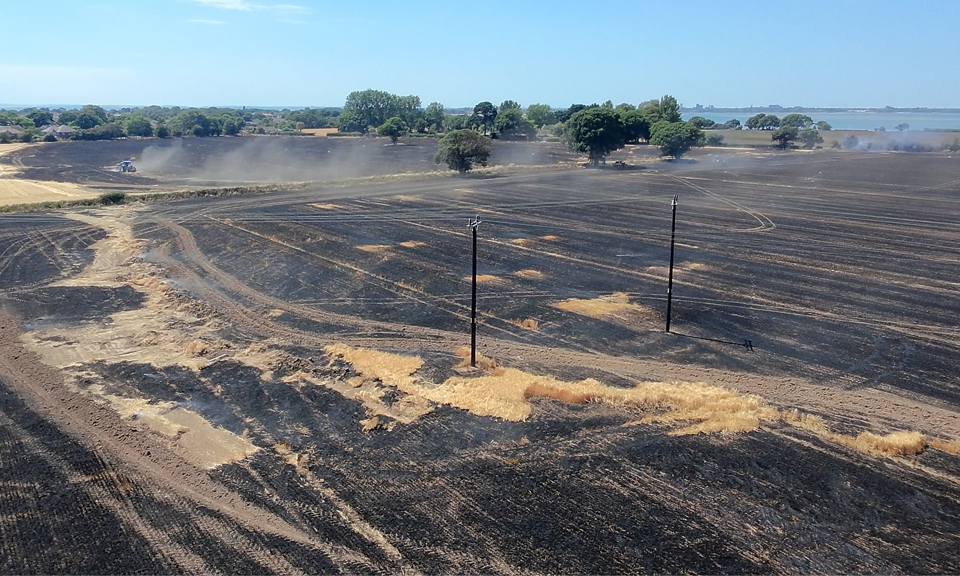 Huge crop fire ravages farmer's land during heatwave
