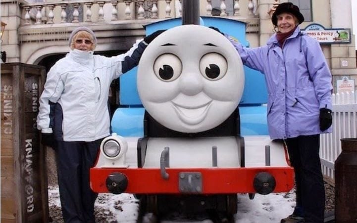 The two daughters of Thomas the Tank Engine author Rev W Awdry (L-R) Hilary Fortnum and Veronica Chambers.