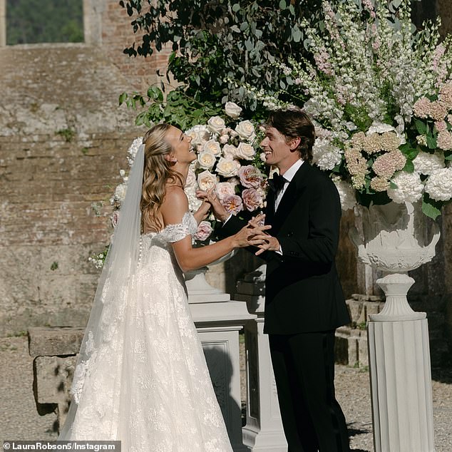 Robson also shared a photo of De Minaur and Bolton looking full of joy at the altar
