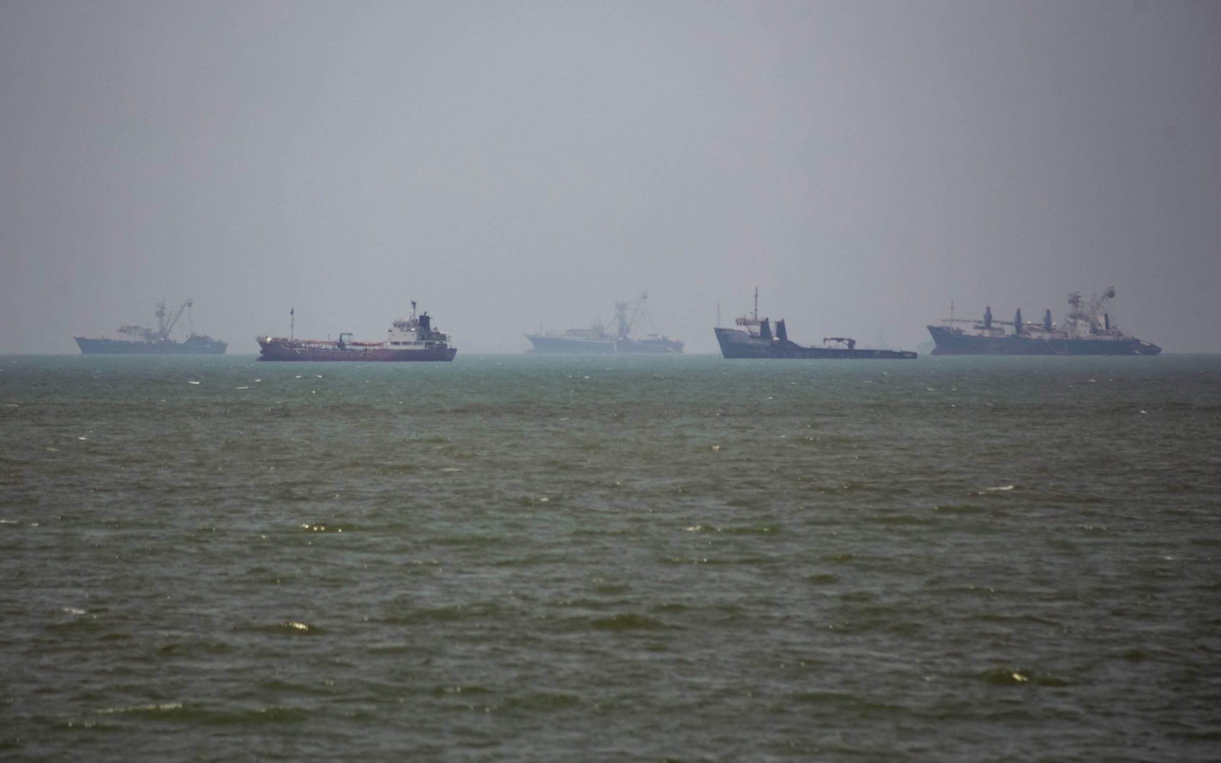 Commercial vessels off Bandar Abbas