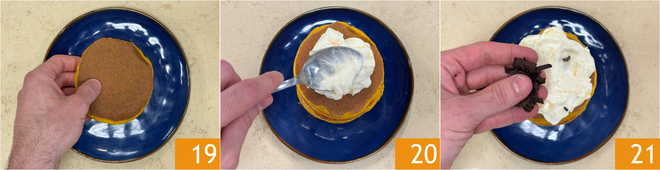 Carrot pancakes with cream cheese spread