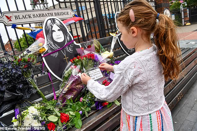 Tributes were seen being placed at the Black Sabbath Bench on Broad Street