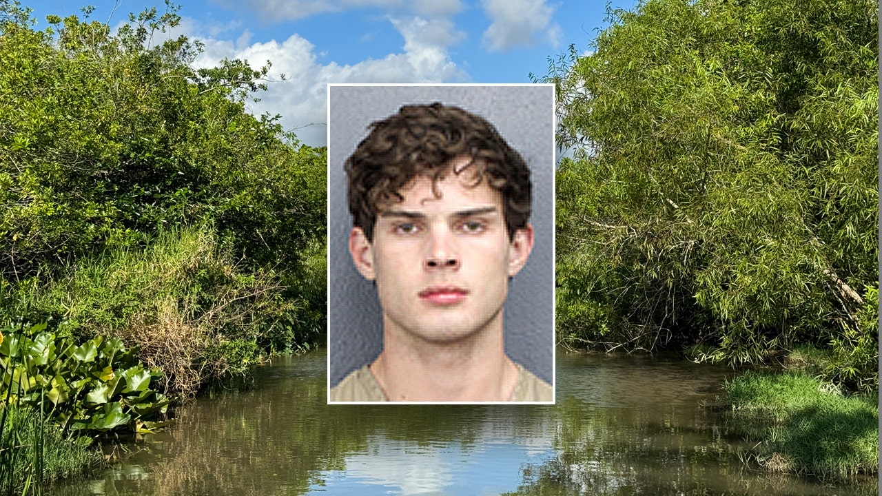 Braden Eric Peters mugshot over Florida Everglades