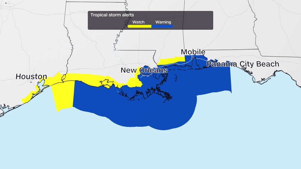 Tropical storm alerts as of Wednesday morning. - CNN Weather