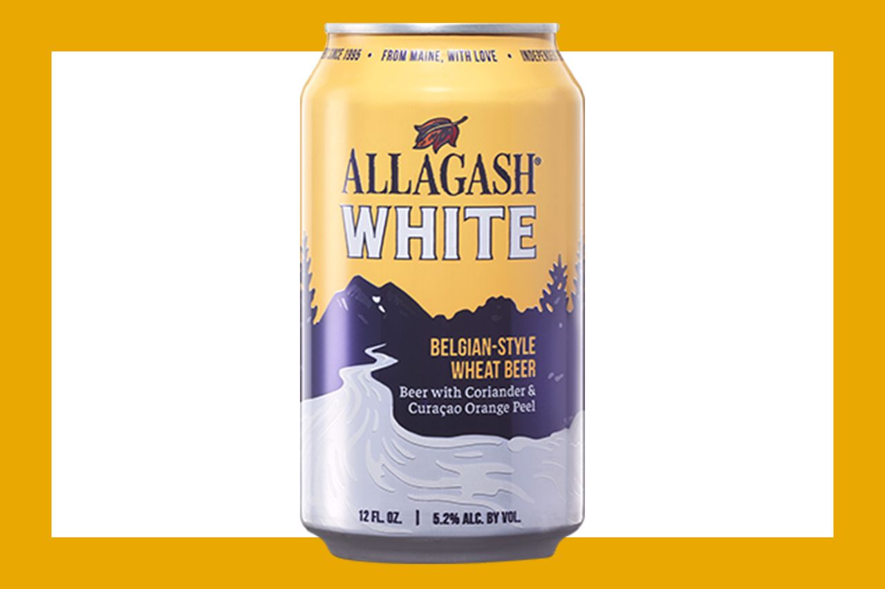 Allagash White BelgianStyle Wheat Beer can showcasing the brand and style