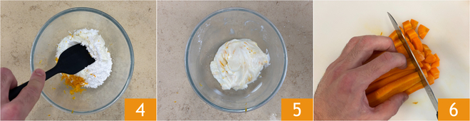 Carrot pancakes with cream cheese spread