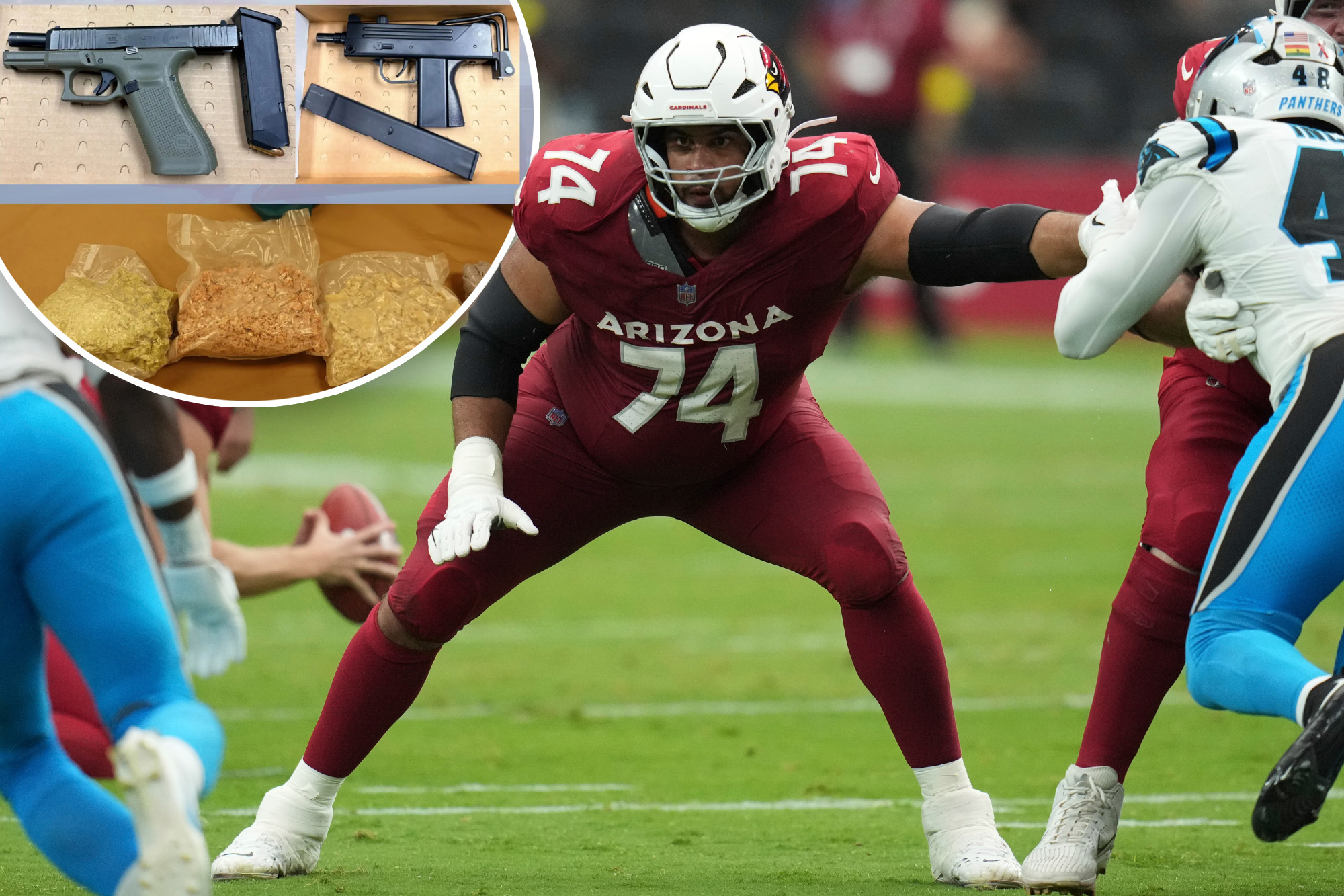 Cardinals offensive lineman Isaiah Adams facing gun charges after arrest — and still coming to camp
