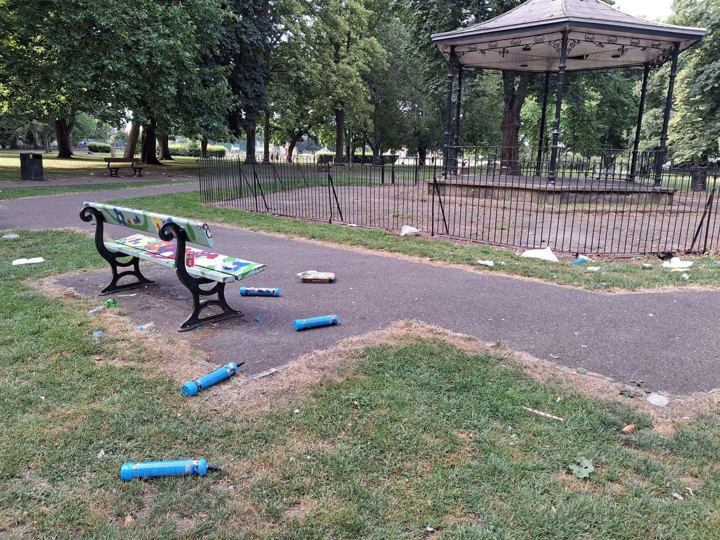 The canisters are left strewn around Wisbech Park.