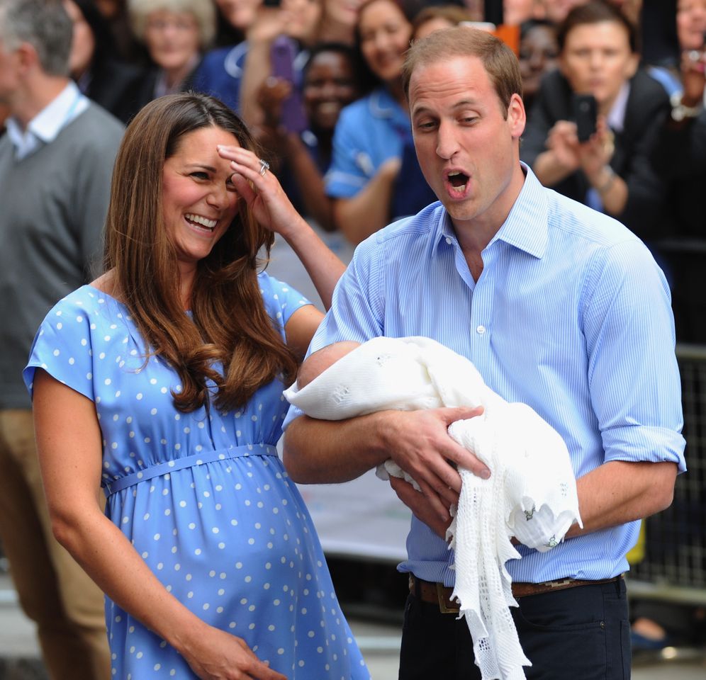 Kate Middleton, Prince William, and Prince George on July 23, 2013.