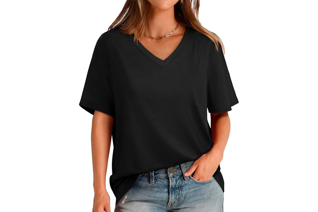 Aokosor Womens V Neck Short Sleeve T Shirts Summer Tops