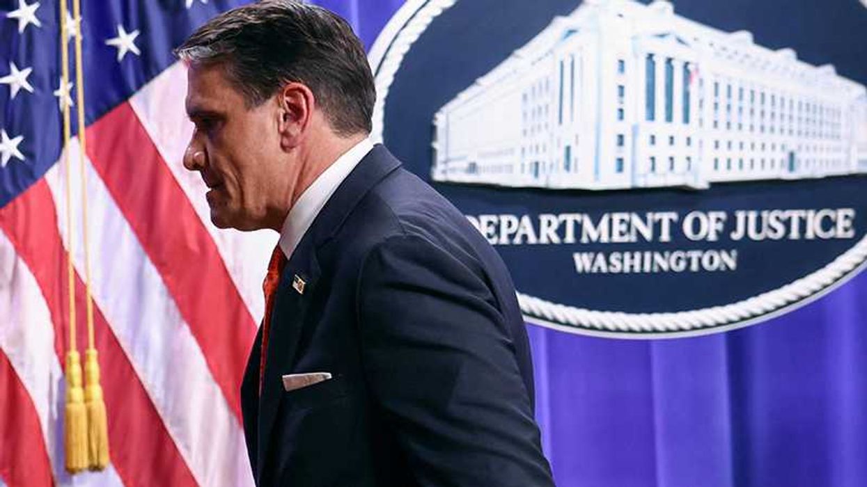 Acting U.S. Attorney General Todd Blanche leaves following a press conference at the Justice Department in Washington, D.C., U.S., April 7, 2026. REUTERS/Kevin Lamarque