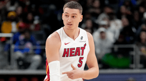 Nikola Jovic #5 of the Miami Heat