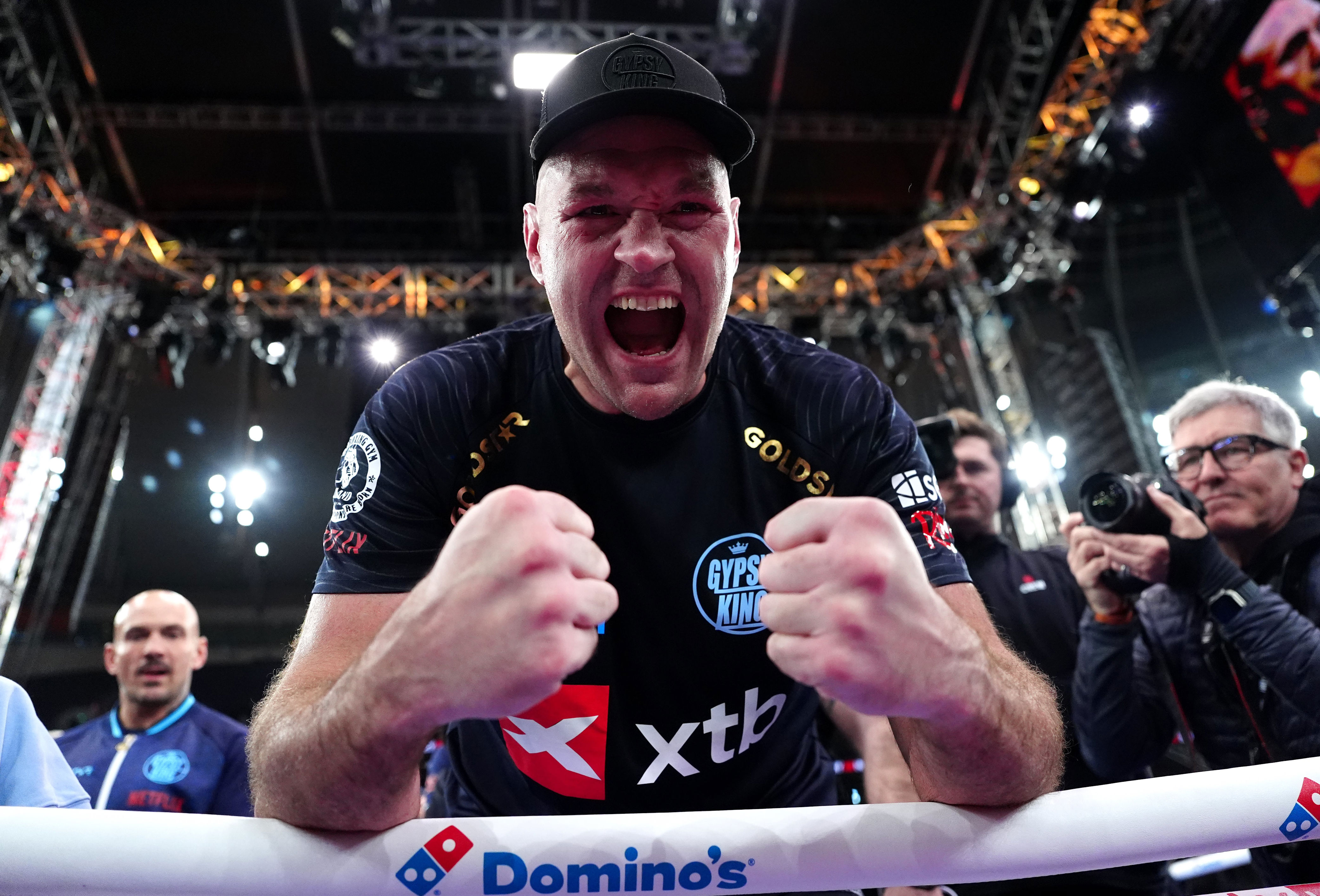 Tyson Fury celebrates victory against Arslanbek Makhmudov (Bradley Collyer/PA) (PA Wire)