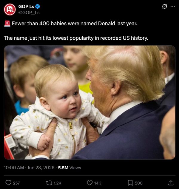 Baby name 'Donald' hit record low popularity in US