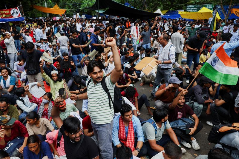 Supporters of India's Cockroach Janata Party (CJP) continue their protests in New Delhi